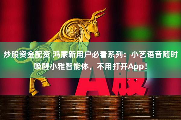 炒股资金配资 鸿蒙新用户必看系列：小艺语音随时唤醒小雅智能体，不用打开App！